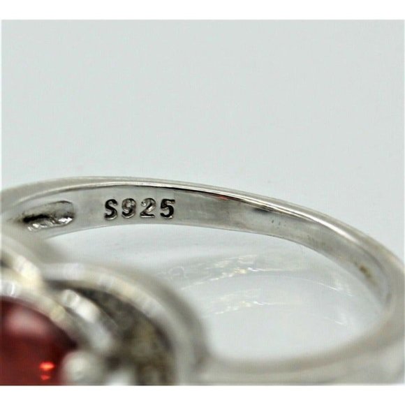 925 STERLING HEART ring, red ruby gemstone size 8 - Picture 7 of 9